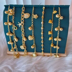 Gold-Plated Charm & Pendant Stackable Bracelet – Coastal Chic Collection