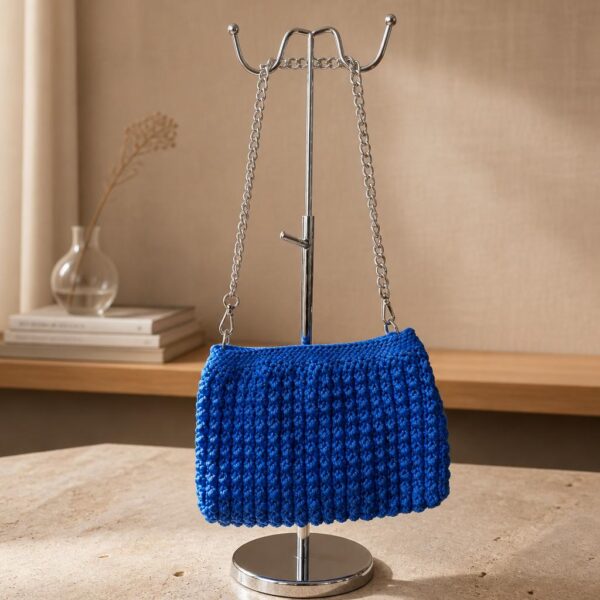 Handmade Cobalt Blue Crochet Shoulder Bag