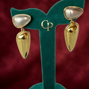Aura Gold Teardrop & Silver Button Earrings  Everyday Luxury