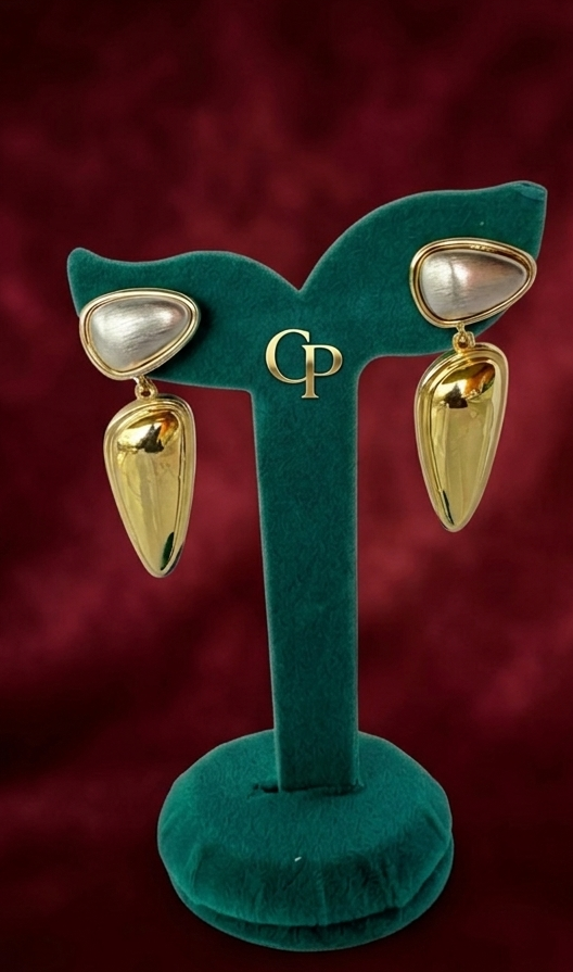 Aura Gold Teardrop & Silver Button Earrings  Everyday Luxury