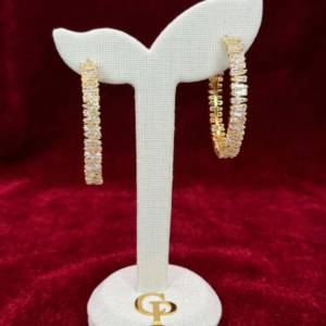 Baguette Crystal Gold Hoop Earrings | Non-Tarnish & Waterproof