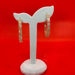 Baguette Crystal Gold Hoop Earrings Non-Tarnish & Waterproof