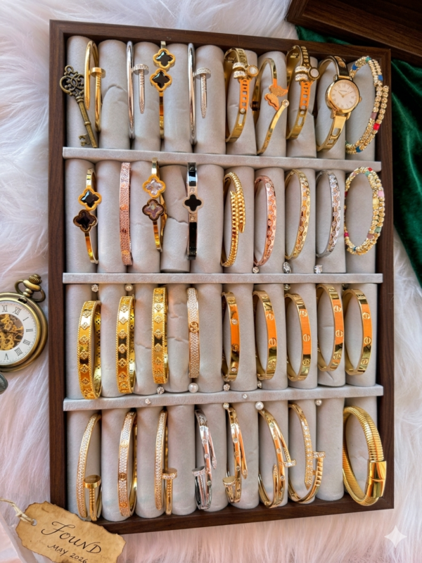 Luxury-Inspired Stackable Bangle & Cuff Collection – Gold-Plated Designer Aesthetic Jewelry