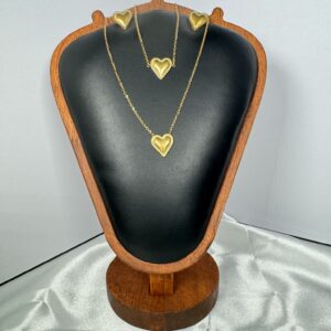 Golden Heart Minimalist Jewelry Set – Gold Plated Necklace & Earrings