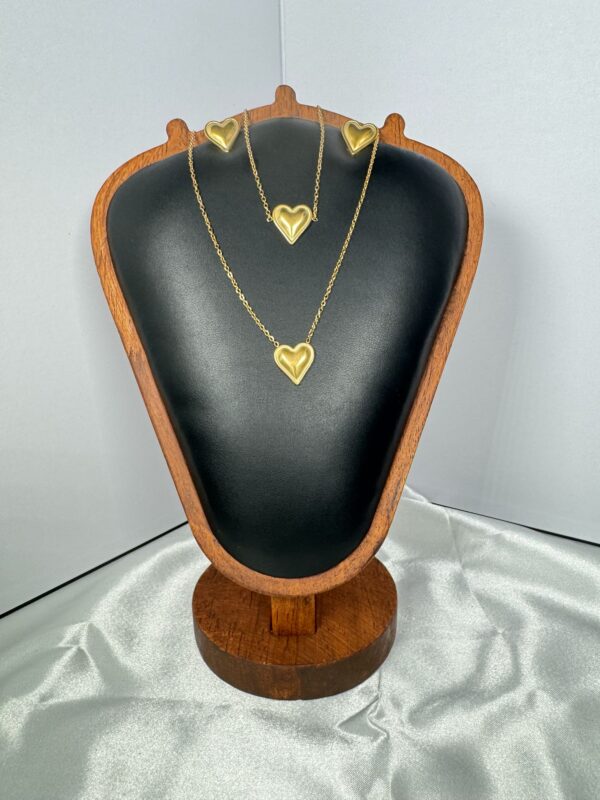 Golden Heart Minimalist Jewelry Set – Gold Plated Necklace & Earrings