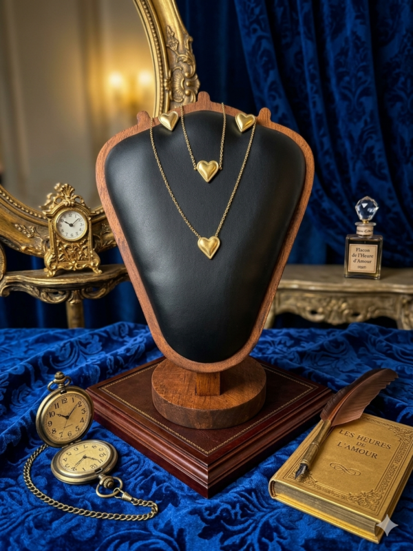 Golden Heart Minimalist Jewelry Set – Gold Plated Necklace & Earrings
