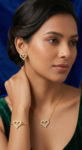 Eternal Heart Pave Crystal Jewelry Set – Gold Plated Romantic Necklace & Earrings