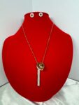 Lumina Geometric Crystal Pendant Set – Gold Necklace, Earrings & Bracelet