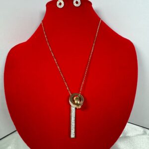 Lumina Geometric Crystal Pendant Set – Gold Necklace, Earrings & Bracelet