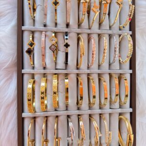 Luxury-Inspired Stackable Bangle & Cuff Collection – Gold-Plated Designer Aesthetic Jewelry
