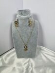 Minimalist Circle Crystal Lariat Necklace & Earrings Set – Gold Plated