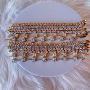 Radiant Crystal Tennis & Baguette Stackable Bracelet Collection – Luxe Glam Jewelry
