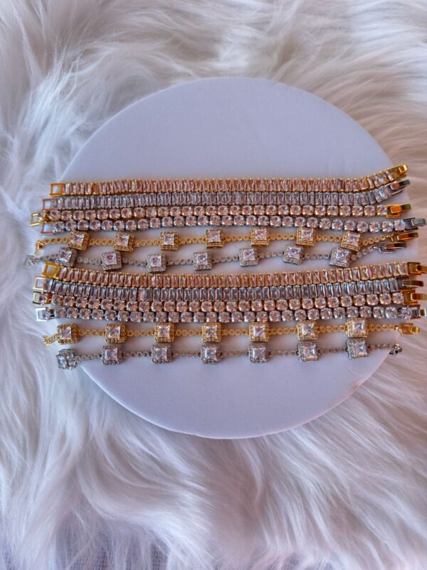 Radiant Crystal Tennis & Baguette Stackable Bracelet Collection – Luxe Glam Jewelry