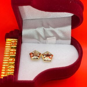 Stella Pentagon Star Studs | Waterproof Gold & Crystal Geometric Earrings