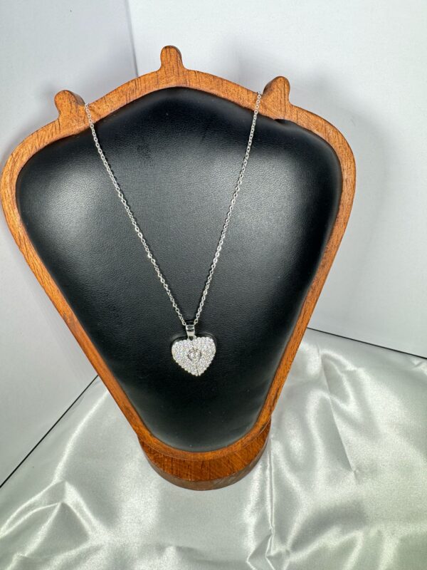 Sparkling Pave Heart Locket Necklace – Silver-Tone Crystal Pendant