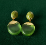 Verdant Drop Earrings | Frosted Green & Gold Statement Dangles