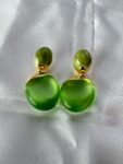 Verdant Drop Earrings | Frosted Green & Gold Statement Dangles